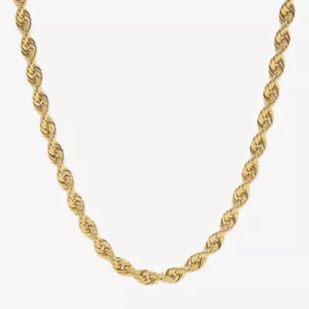 Mens 10K Gold 24 Inch Rope Chain Necklace