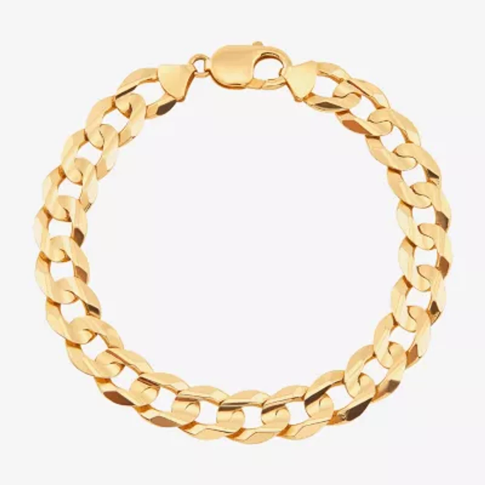 Mens 10K Yellow Gold 9" Curb Bracelet