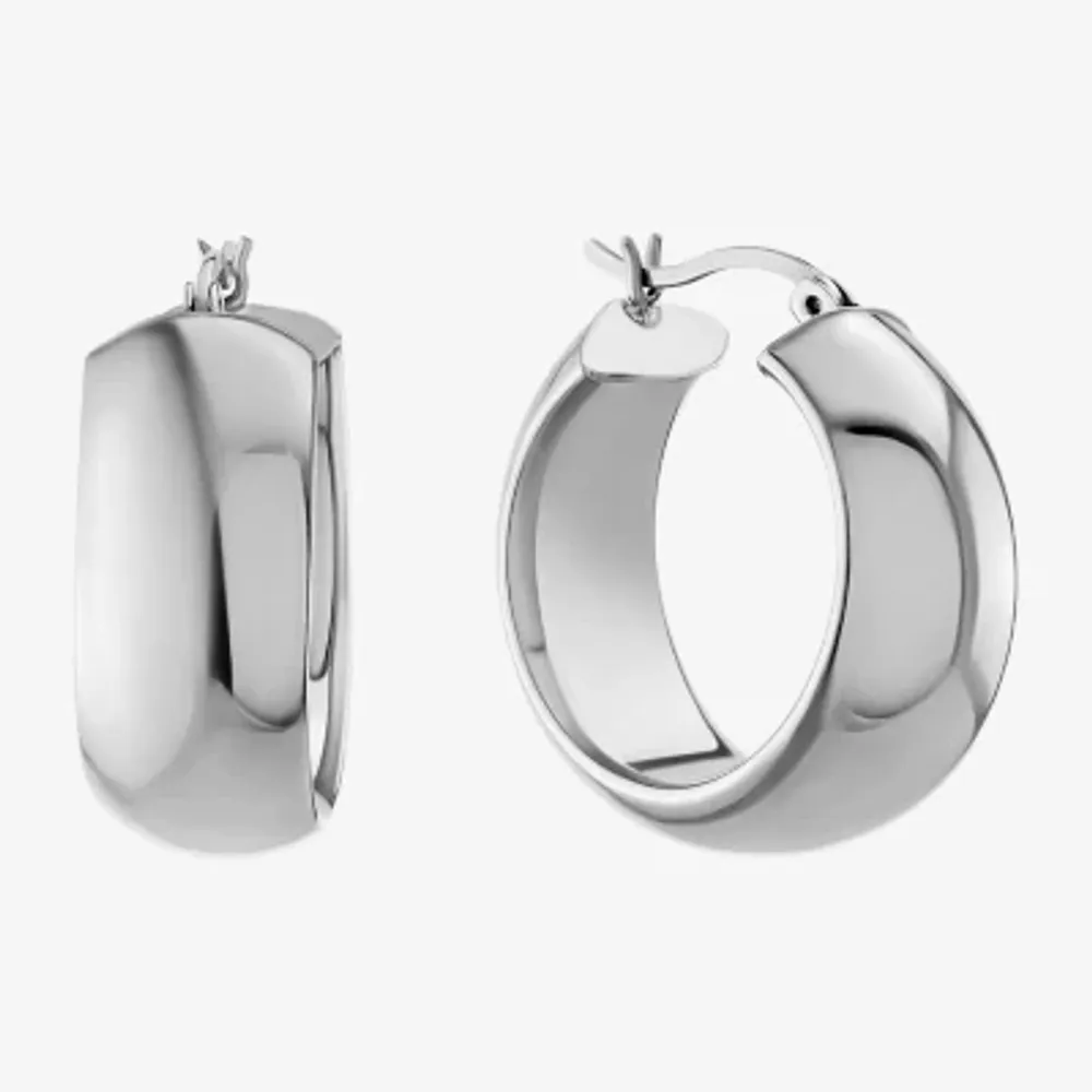 Womens Sterling Silver 26mm Hoop Earrings