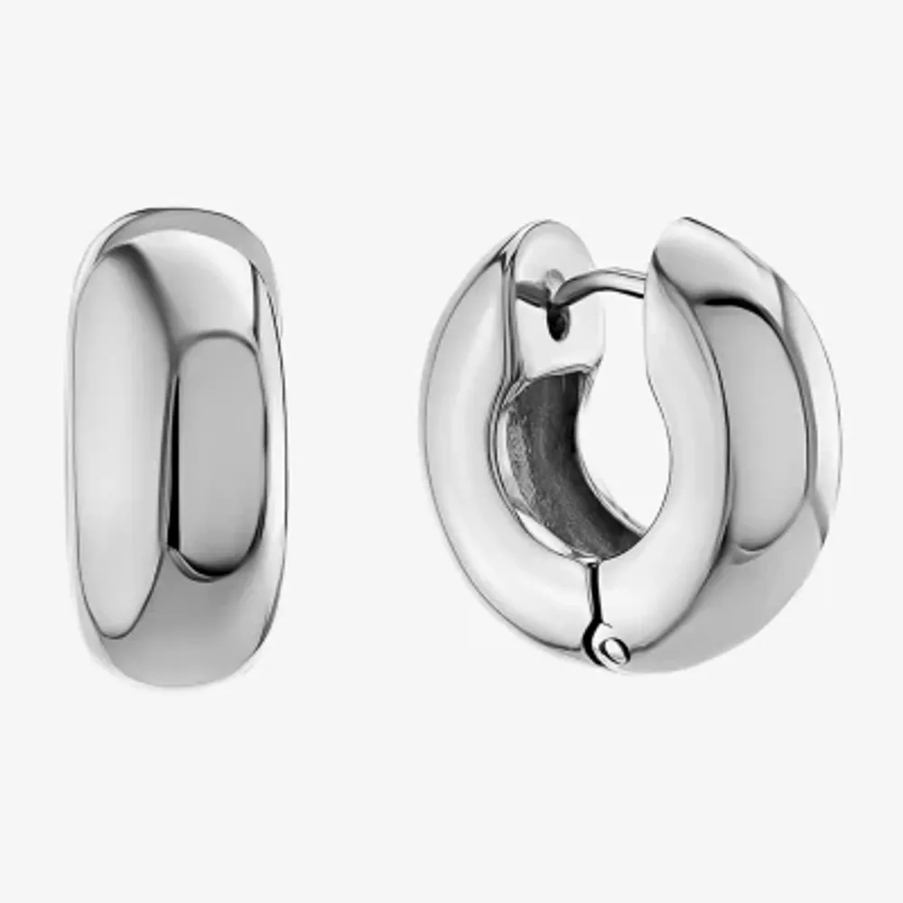 Womens Sterling Silver 16.2mm Hoop Earrings