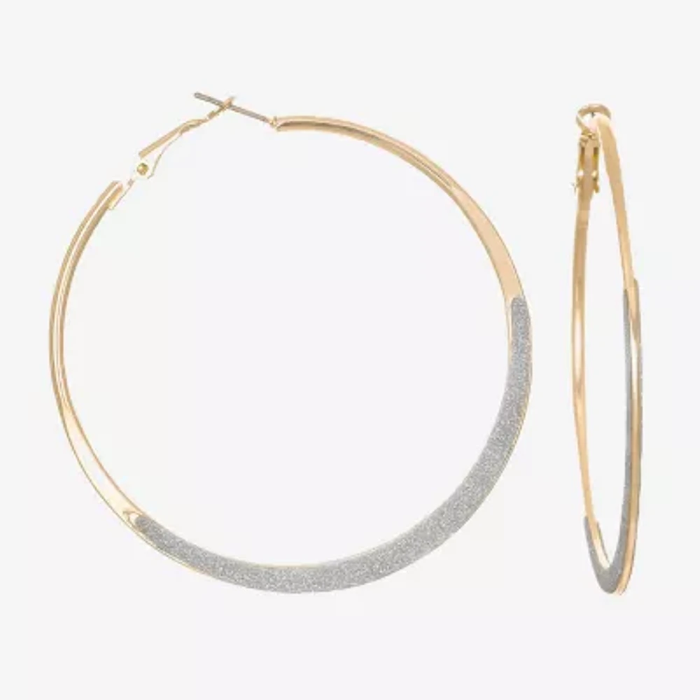 Bijoux Bar Delicates Gold Tone Womens 65mm Round Hoop Earrings