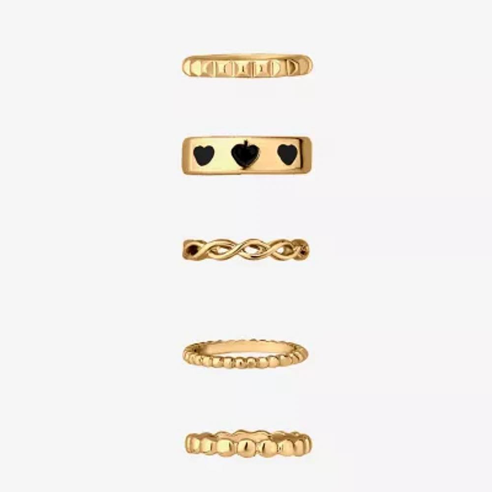 Bijoux Bar Delicates Gold Tone Womens Heart Ring Set