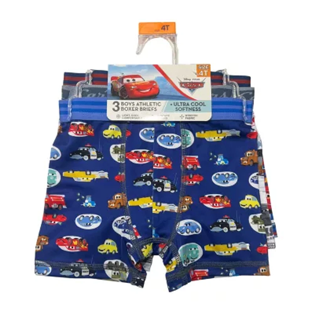 Toddler Boys Cars 3 Pack Boxer Briefs Tabp6555