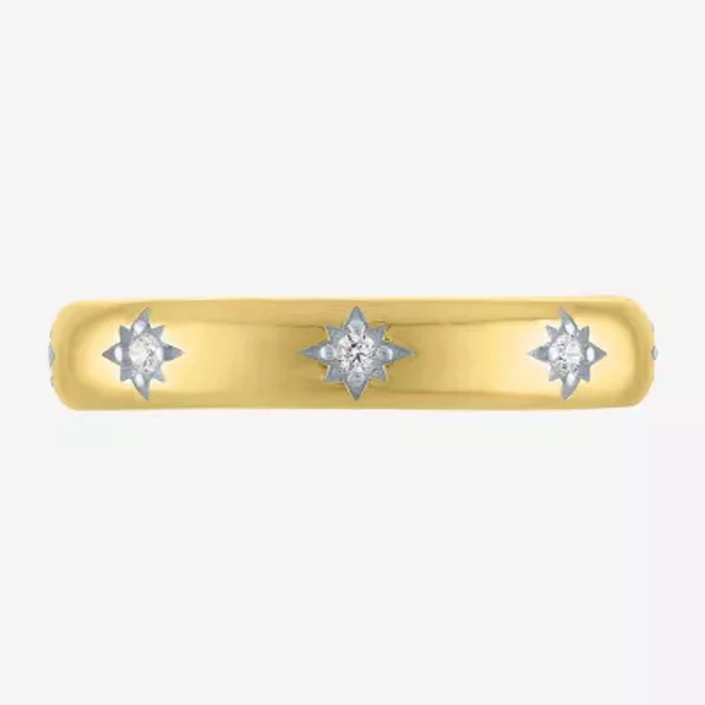 (G-H / I1-I2) Womens 1/10 CT. T.W. Lab Grown White Diamond 10K Gold Star Band