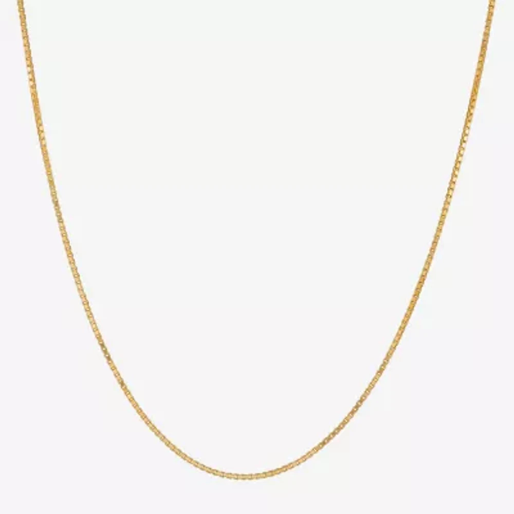 Made in Italy Womens 24K Gold Over Silver 18 Inch Box Chain Necklace