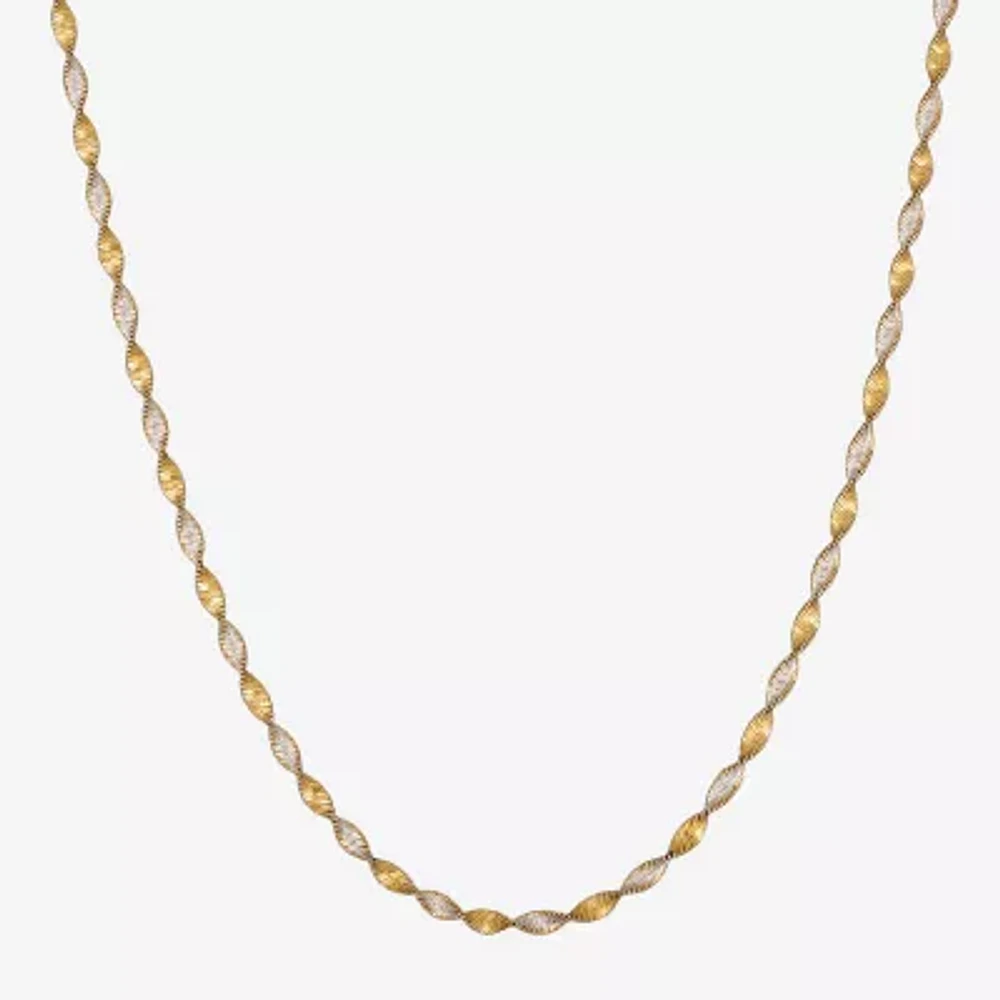 Made in Italy Womens 24K Gold Over Silver 18 Inch Link Chain Necklace
