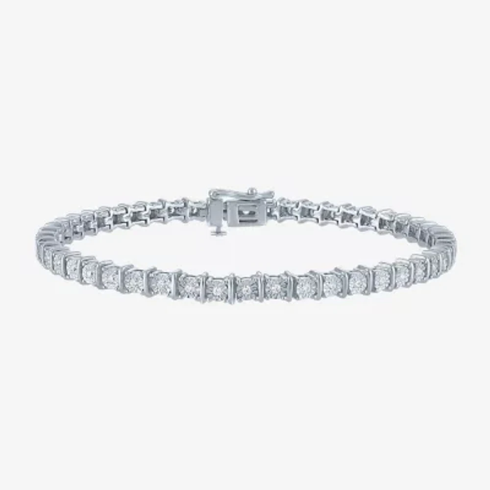 (G-H/ I1-I2) Womens 1/2 CT. T.W. Lab Grown White Diamond Sterling Silver 7.25 Inch Tennis Bracelet