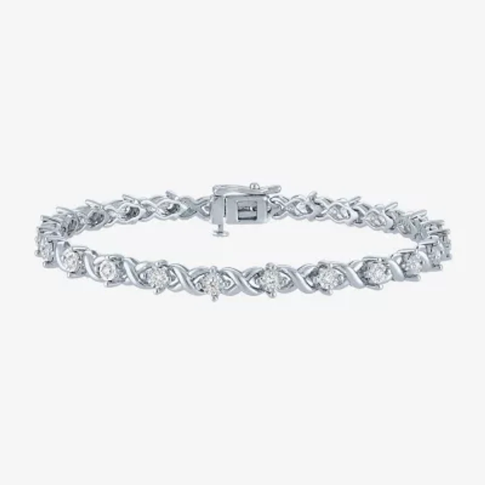 (G-H/ I1-I2) Womens 1/2 CT. T.W. Lab Grown White Diamond Sterling Silver 7.25 Inch Tennis Bracelet