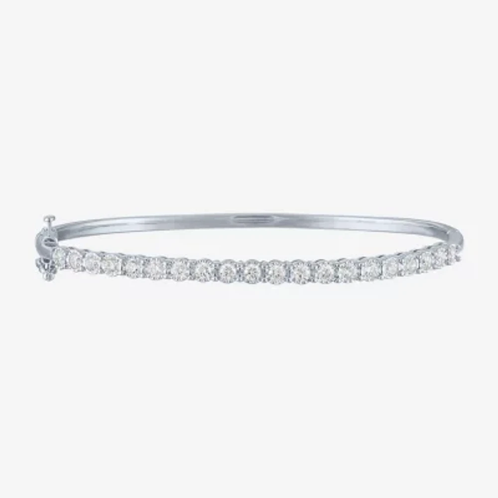 (G-H/ I1-I2) Womens 1 CT. T.W. Lab Grown White Diamond Sterling Silver Bangle Bracelet