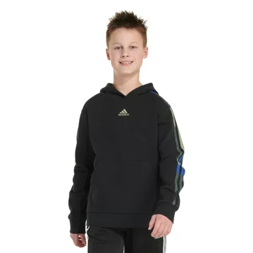 adidas Big Kid Boys Long Sleeve Embroidered Fleece Hoodie
