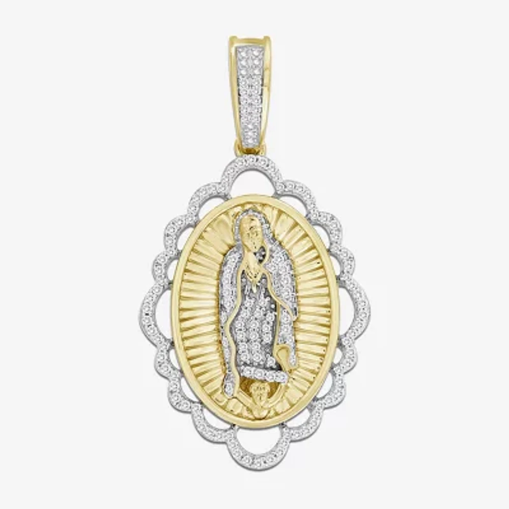 Lady Of Guadalupe Mens 1/5 CT. Natural White Diamond 10K Gold Pendant