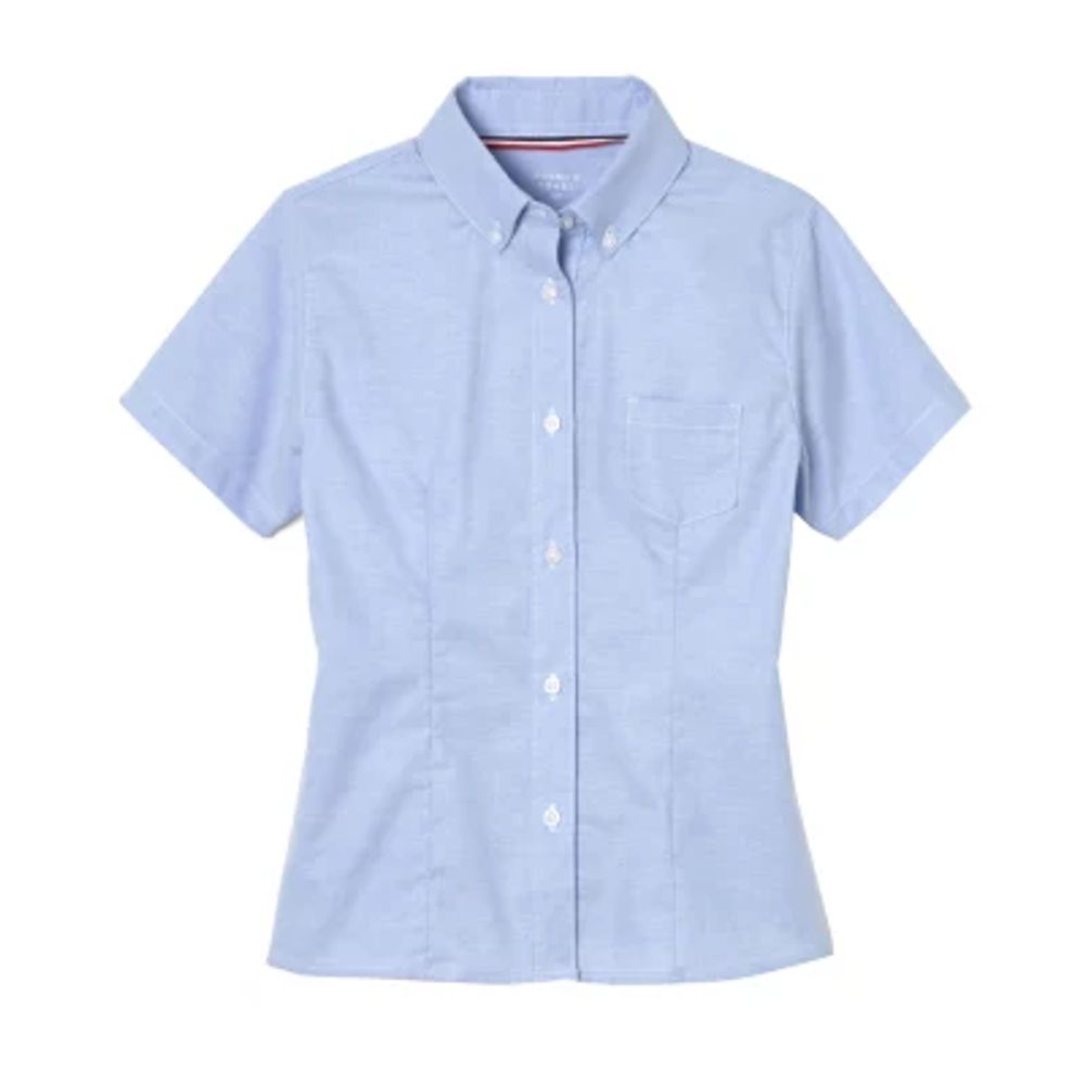 French Toast Little & Big Girls Short Sleeve Wrinkle Resistant Blouse