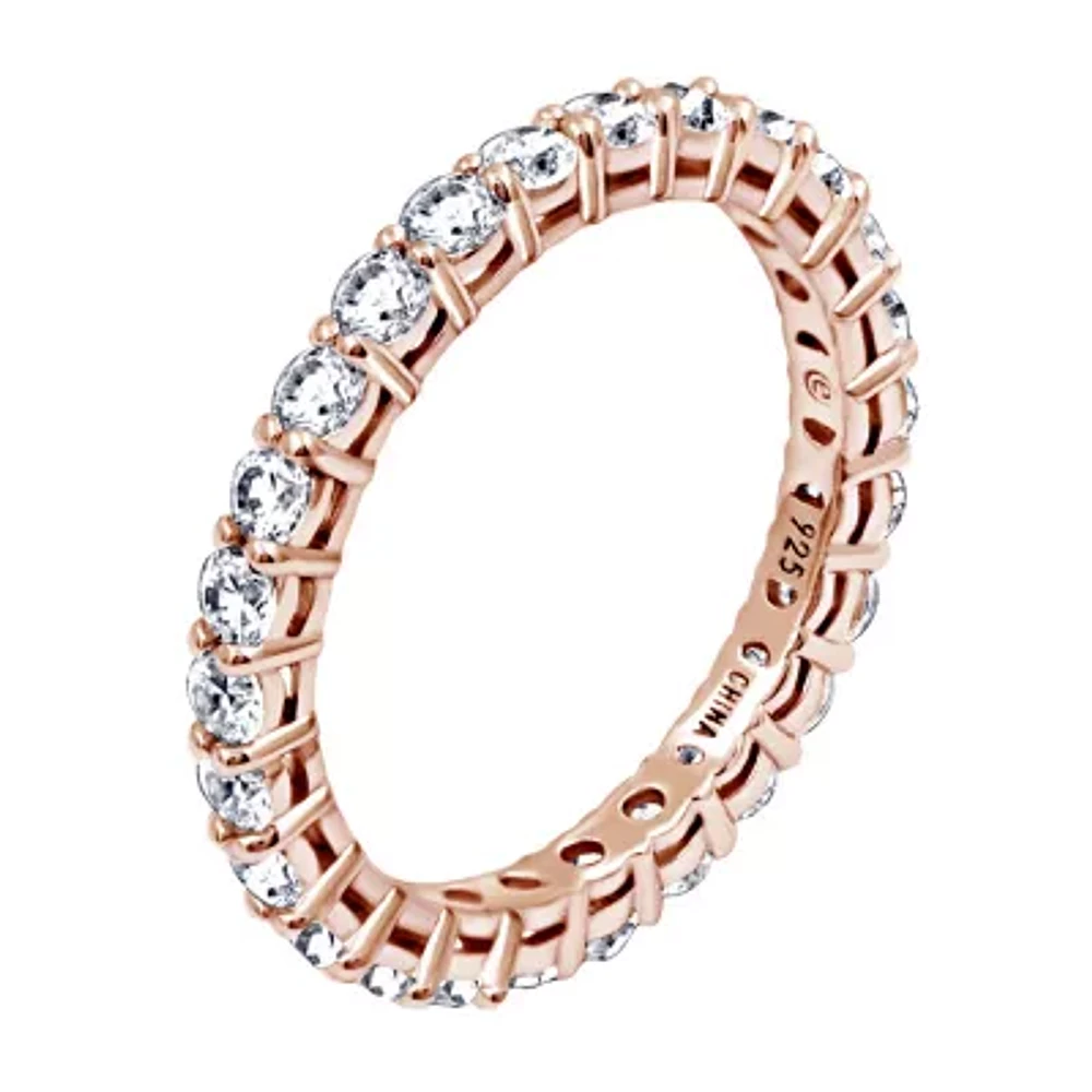 Cubic Zirconia Sterling Silver Round Band