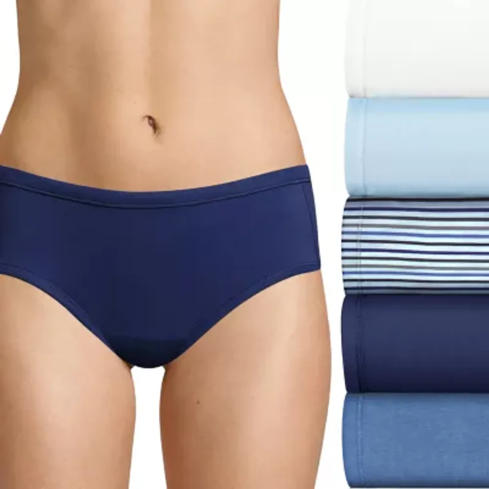 Hanes Cotton Stretch With Comfort Soft Womens 5 Pack Cooling Multi-Pack Hipster Panty