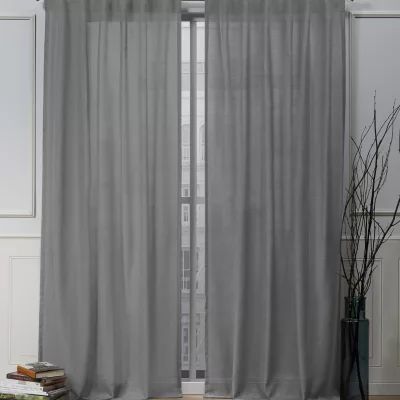 Nicole Miller Faux Linen Slub Back Tab Light-Filtering Set of 2 Curtain Panel