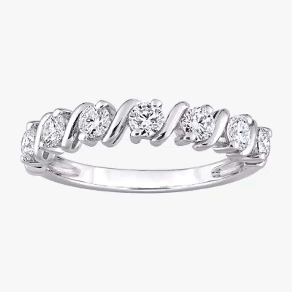 Womens 2MM 3/4 CT. T.W. Lab Created White Moissanite Sterling Silver Wedding Band
