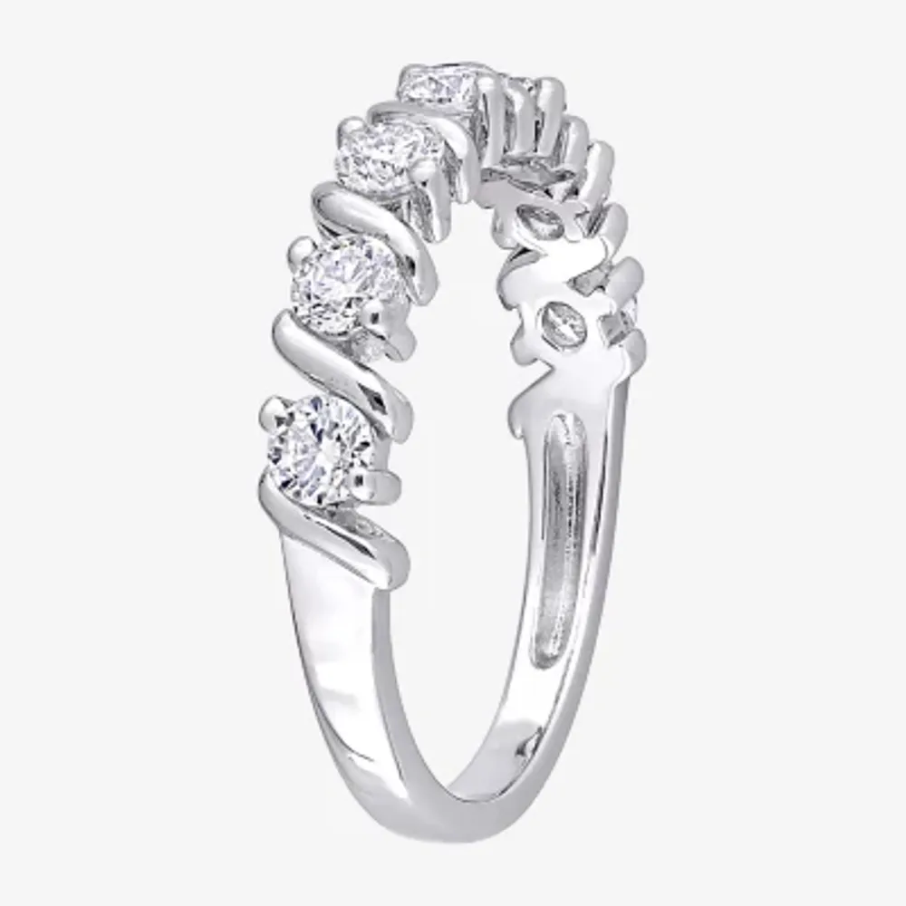 Womens 2MM 3/4 CT. T.W. Lab Created White Moissanite Sterling Silver Wedding Band