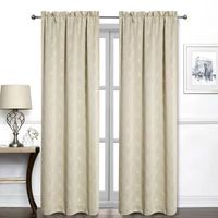 Regal Home Perth Geometric Embroidery Rod Pocket Blackout Set of 2 Curtain Panel
