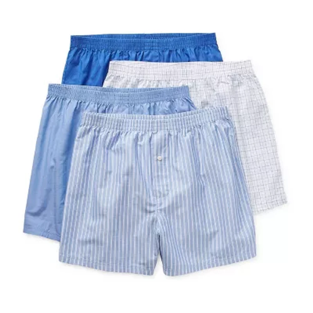Stafford Woven Mens Big and Tall 4 Pack Boxers