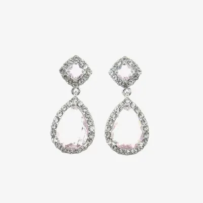Vieste Rosa Halo Womens Green Crystal Pear Drop Earrings