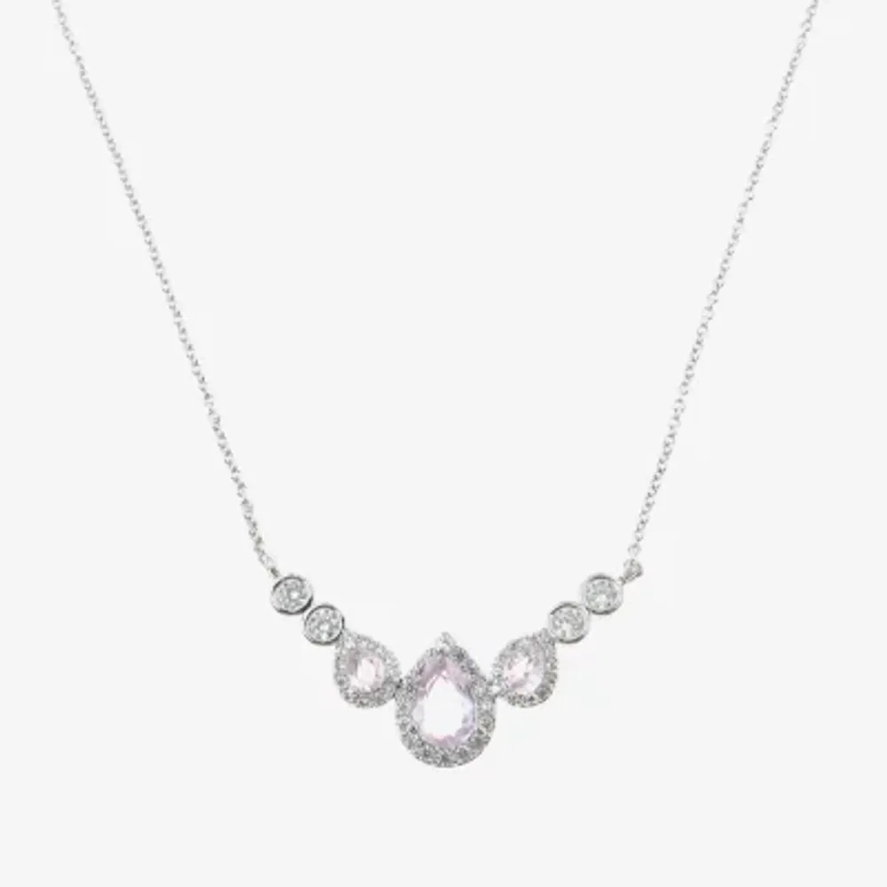 Vieste Rosa Halo Frontal Womens Green Crystal Pear 16 Inch Pendant Necklace