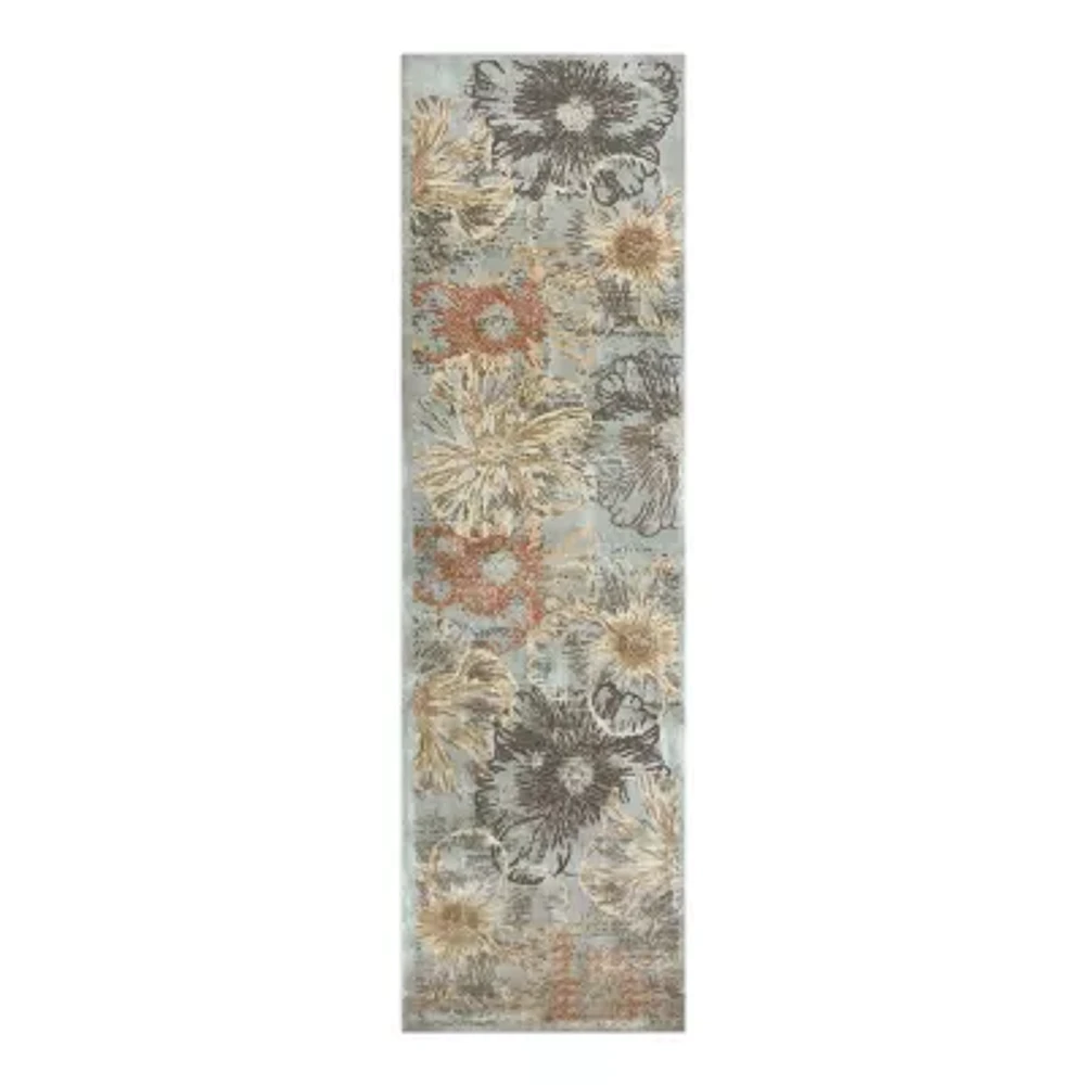 Radici Garda Modern Abstract Floral 26"X91" Indoor Rectangular Runner