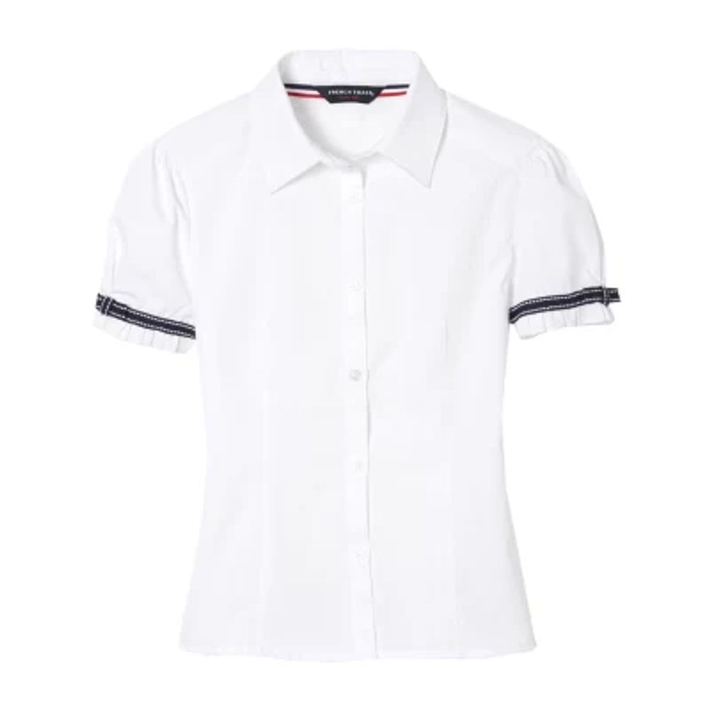 French Toast Toddler Girls Short Sleeve Fitted Regular Fit Button-Down Shirt