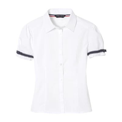 French Toast Toddler Girls Short Sleeve Fitted Regular Fit Button-Down Shirt