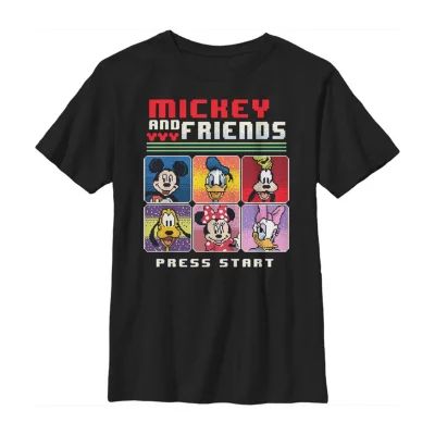 Disney Little & Big Kid Boys Crew Neck Short Sleeve Slim Fit Mickey and Friends Graphic T-Shirt