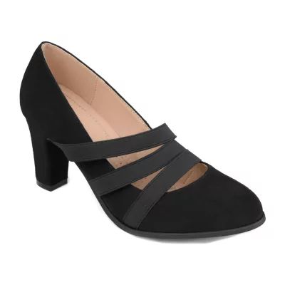 Journee Collection Loren Womens Round Stacked Heel Pumps