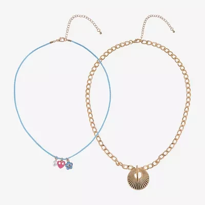 Arizona Gold Tone Womens Glass Heart 2-pc. Necklace Set