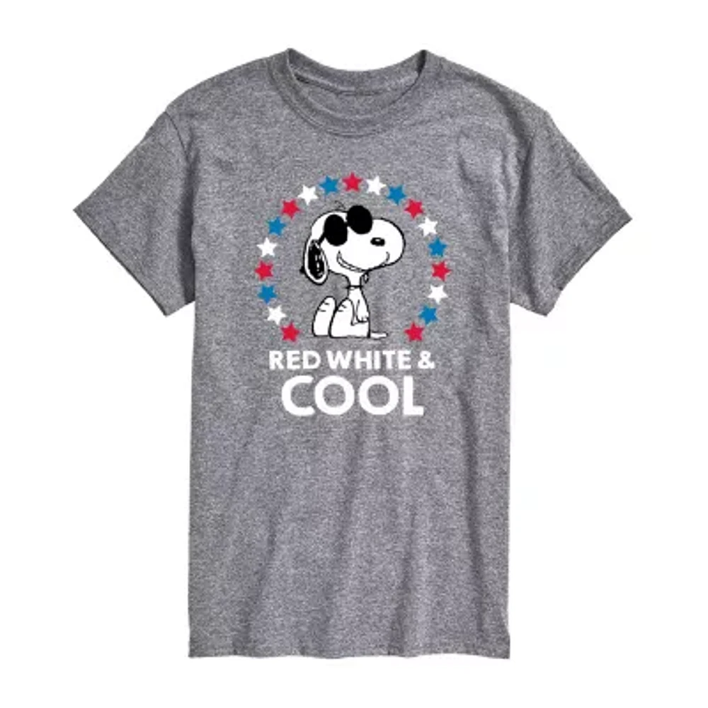 Mens Crew Neck Short Sleeve Classic Fit Peanuts Snoopy Big and Tall Graphic T-Shirt