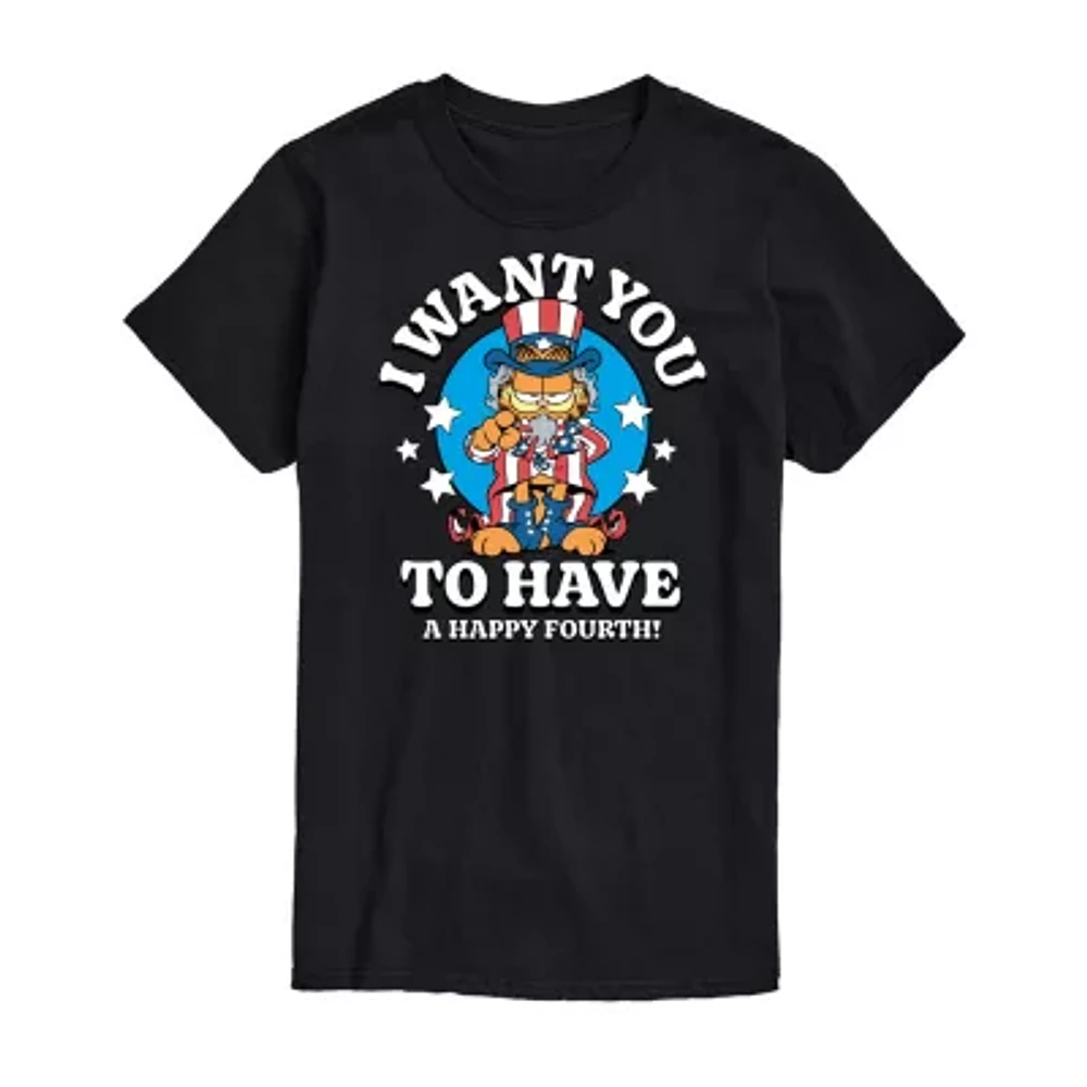 Mens Crew Neck Short Sleeve Classic Fit Garfield Big and Tall Graphic T-Shirt