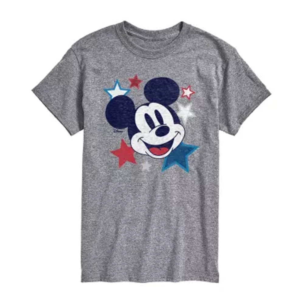 Mens Crew Neck Short Sleeve Classic Fit Mickey Mouse Big and Tall Graphic T-Shirt