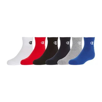 Champion 6 Pair Quarter Ankle Socks Boys