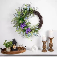 Northlight 24in Mixed Wild Flowers And Twig Wreath