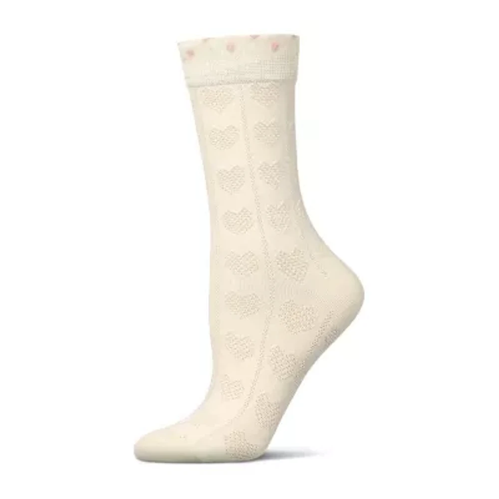 MeMoi Pointelle Ruffle Edge Womens 1 Pair Crew Socks
