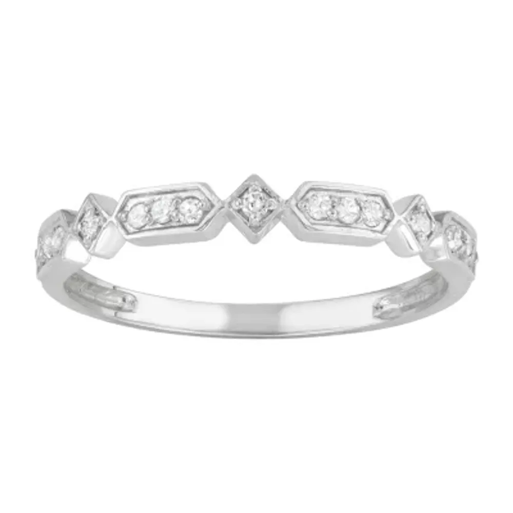 Womens 1/7 CT. T.W. Natural White Diamond 10K Gold Stackable Ring
