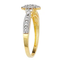 Womens 1/5 CT. Natural White Diamond 10K Gold Marquise Halo Cocktail Ring