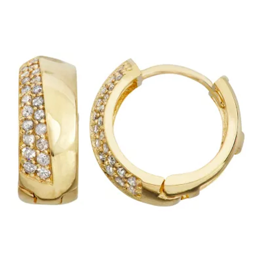 Womens 1/3 CT. T.W. Natural White Diamond 10K Gold 14mm Hoop Earrings