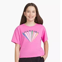 Champion Big Kid Girls Crew Neck Short Sleeve Boxy Fit Graphic T-Shirt