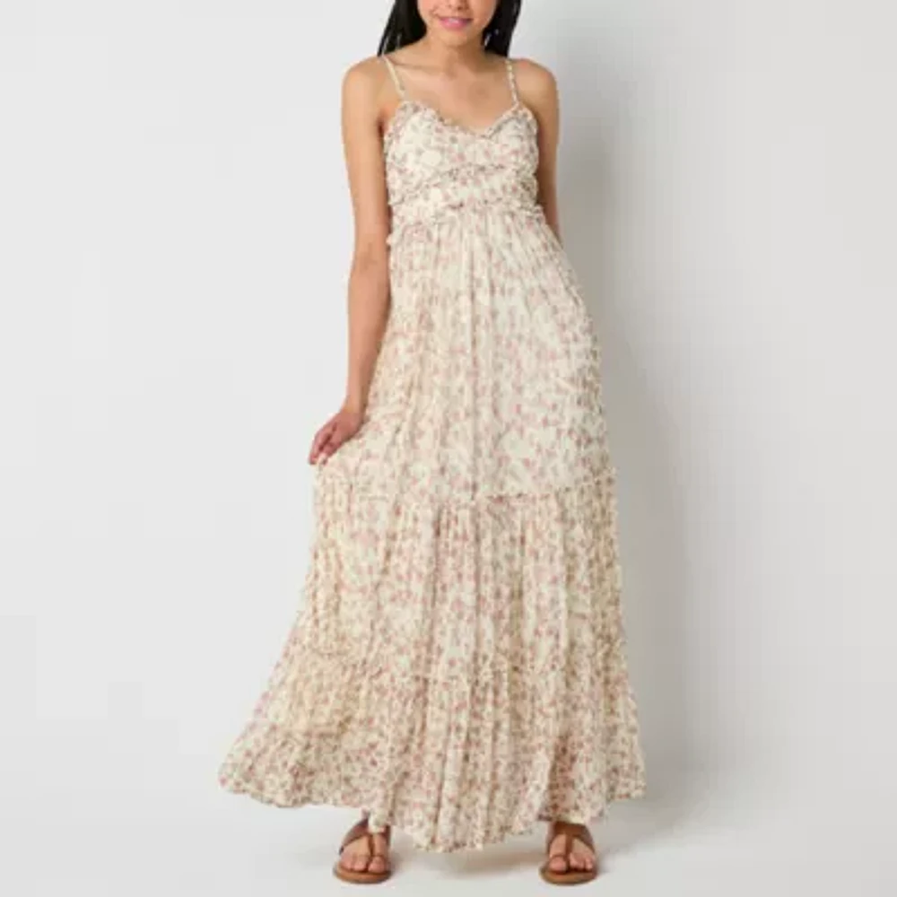 Arizona Womens Sleeveless Patchwork Juniors Maxi Dress