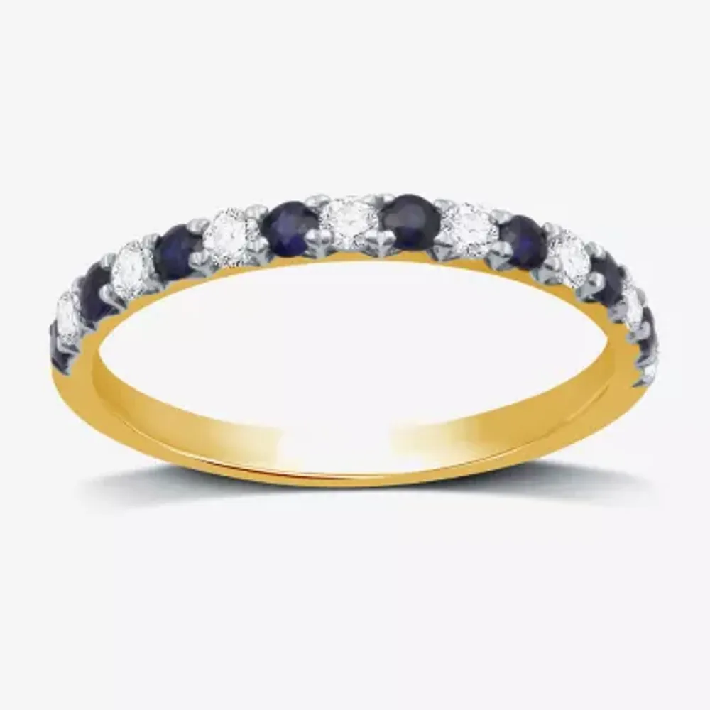 Womens 1/4 CT. T.W. Lab Grown Blue Sapphire Sterling Silver Wedding Band