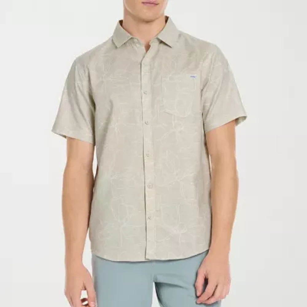 Hurley Mens Short Sleeve Regular Fit Button-Down Shirt