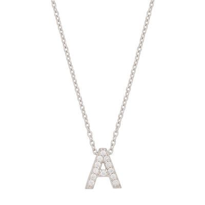 Initial Womens 1/8 CT. T.W. White Cubic Zirconia Sterling Silver 18 Inch Pendant Necklace