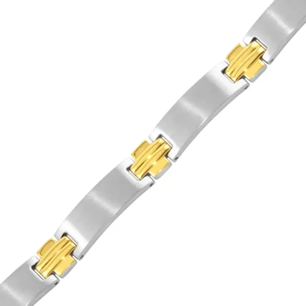 Mens Stainless Steel Solid 8 1/2 Inch Link Bracelet