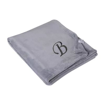 Swift Home Ultra Soft Embroidered Monogram Blanket 50"X60" Washable Midweight Throw