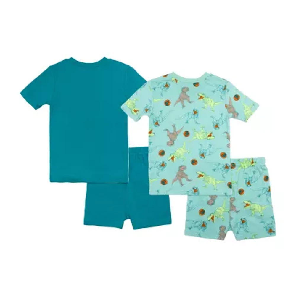 Toddler Boys Jurassic World Crew Neck Short Sleeve 4-pc. Pajama Sets
