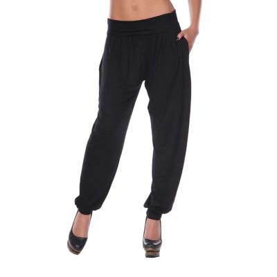 White Mark Harem Womens Stretch Fabric Cuffed Mid Rise Loose Fit Jogger Pant