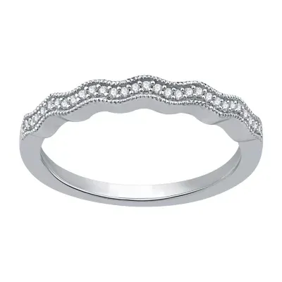 Womens 1/10 CT. T.W. Natural White Diamond Sterling Silver Wedding Band